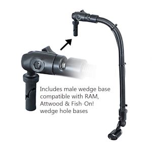 RAM Transducer Arm Mount with Male Wedge Base for RAM, Attwood and Fish-On! Wedge Hole Bases